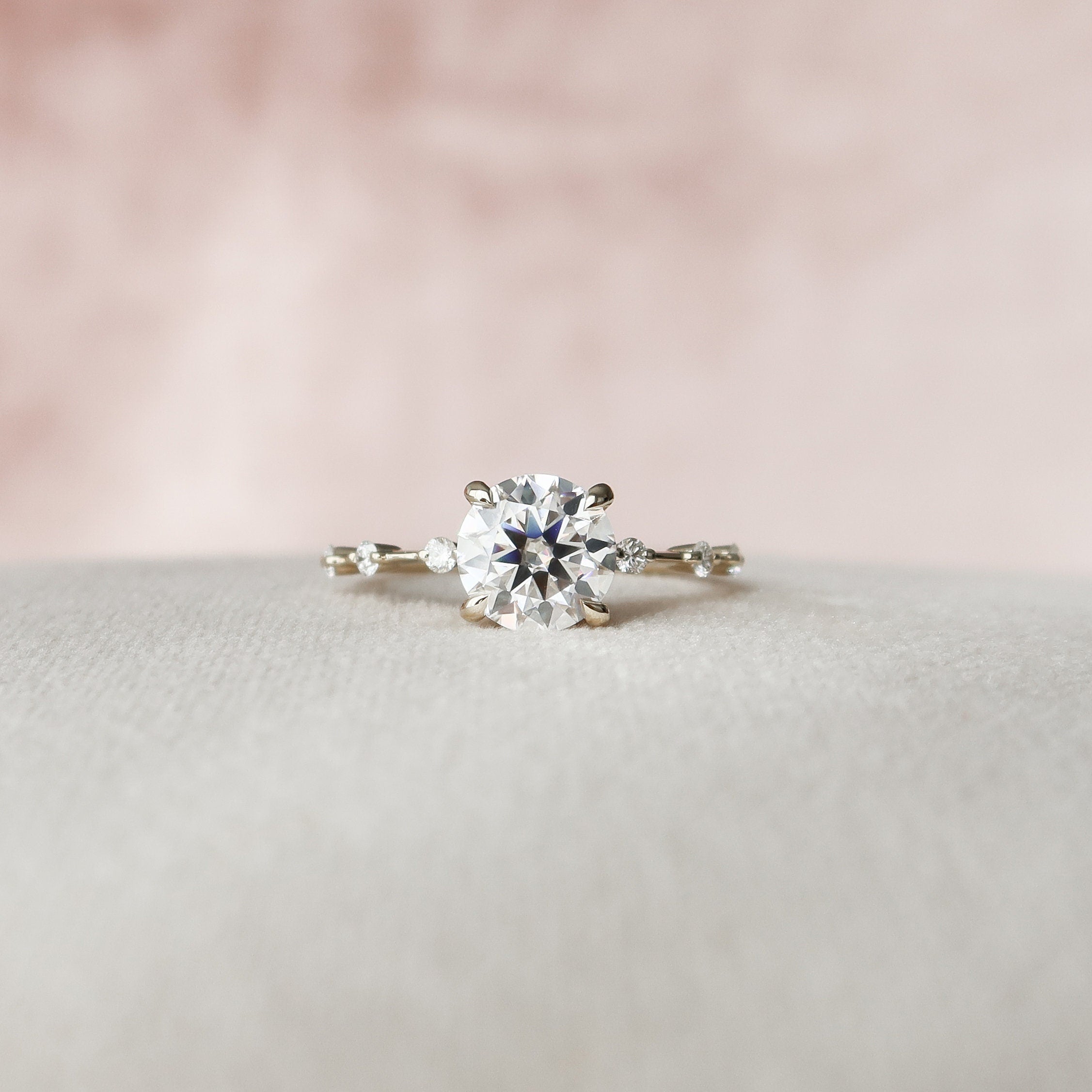 2.0 CT Round Dainty Pave Moissanite Engagement Ring 10