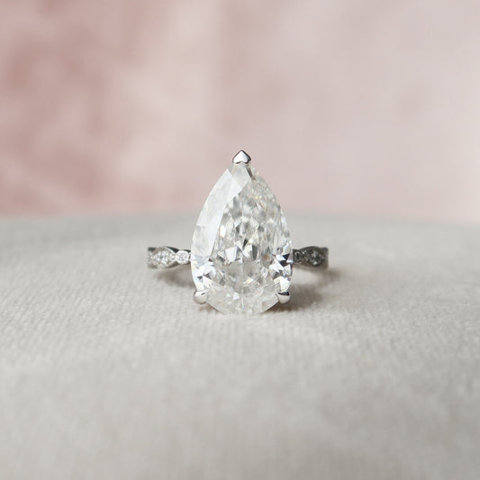 4.5 CT Pear Milgrain Pave Vintage Style Moissanite Engagement Ring 2