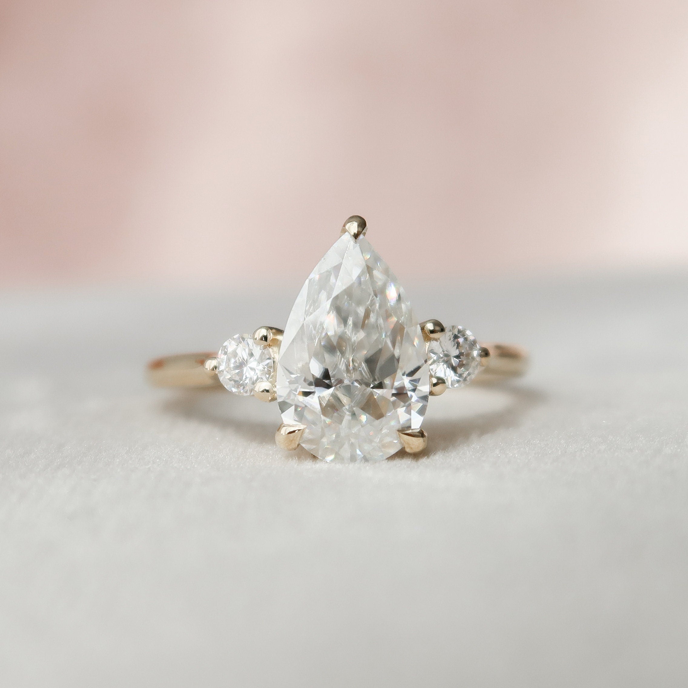 2.0 CT Pear Three Stone Moissanite Engagement Ring 2