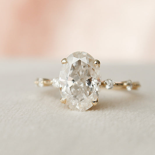 2.0 CT Oval Cut Dainty Pave Moissanite Engagement Ring 3